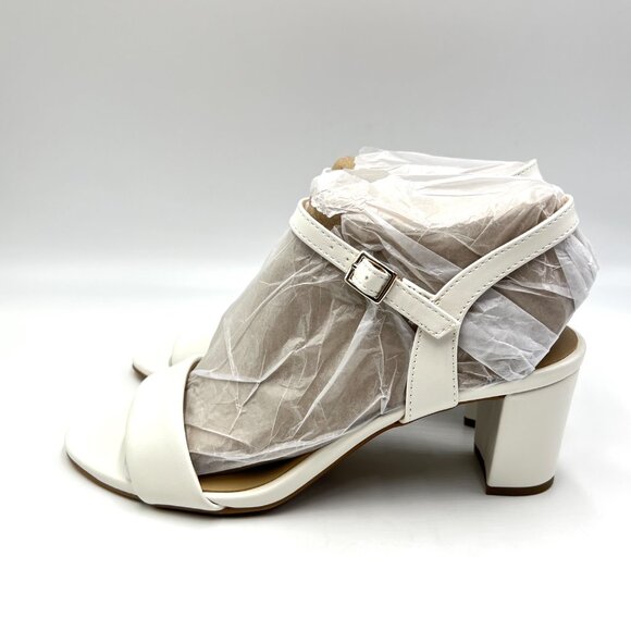 Naturalizer Womens Size 8 Bristol White Leather Block Heel Dress Sandals Shoes - Picture 7 of 14